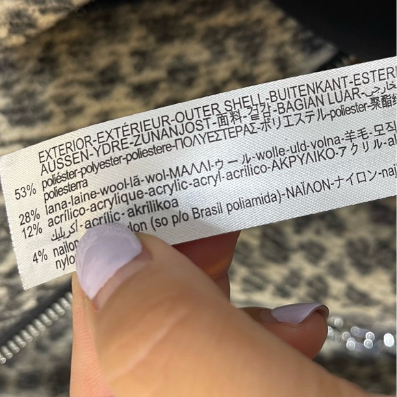 Zara Womens Wool Animal Print Asymmetrical Zip Belted Cropped Moto Jacket Size S - Picture 11 of 14